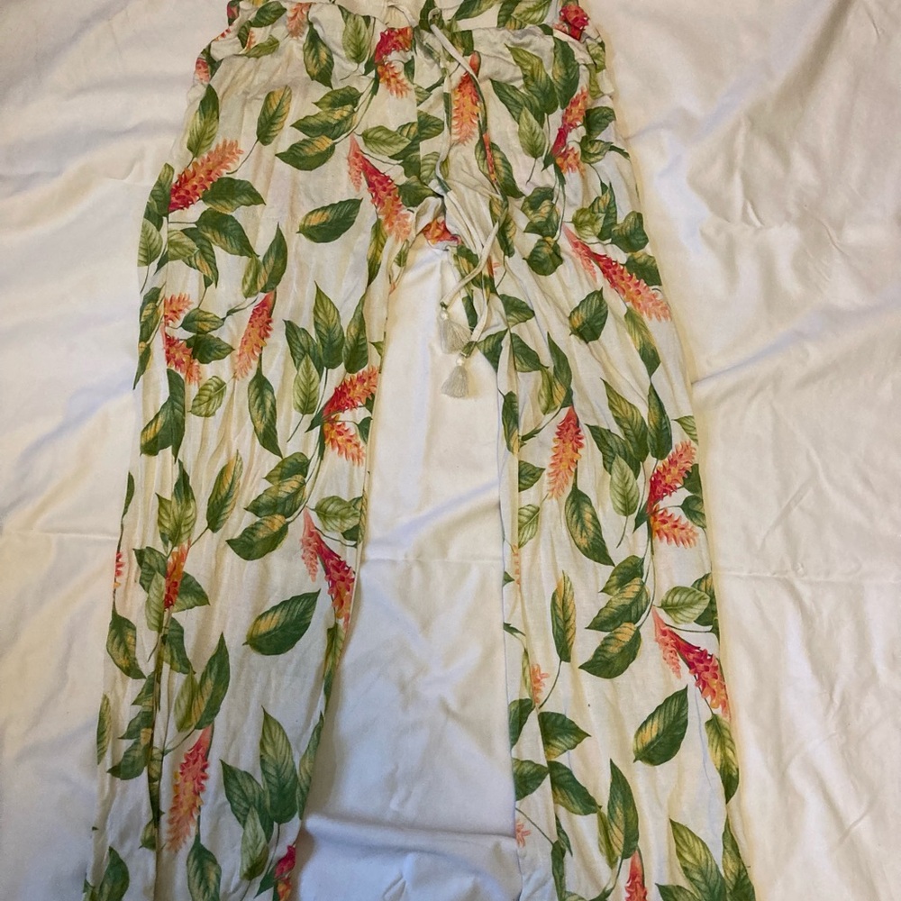 Stars Above Floral Pajama Pants - Green and Red